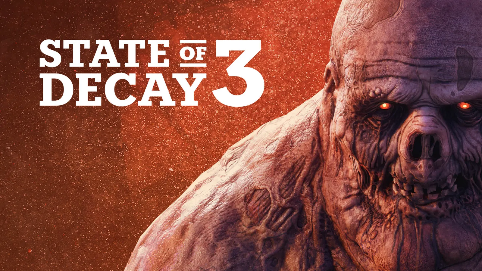 Arte de State of Decay 3 com criatura zumbi de olhos vermelhos e o logotipo do jogo.