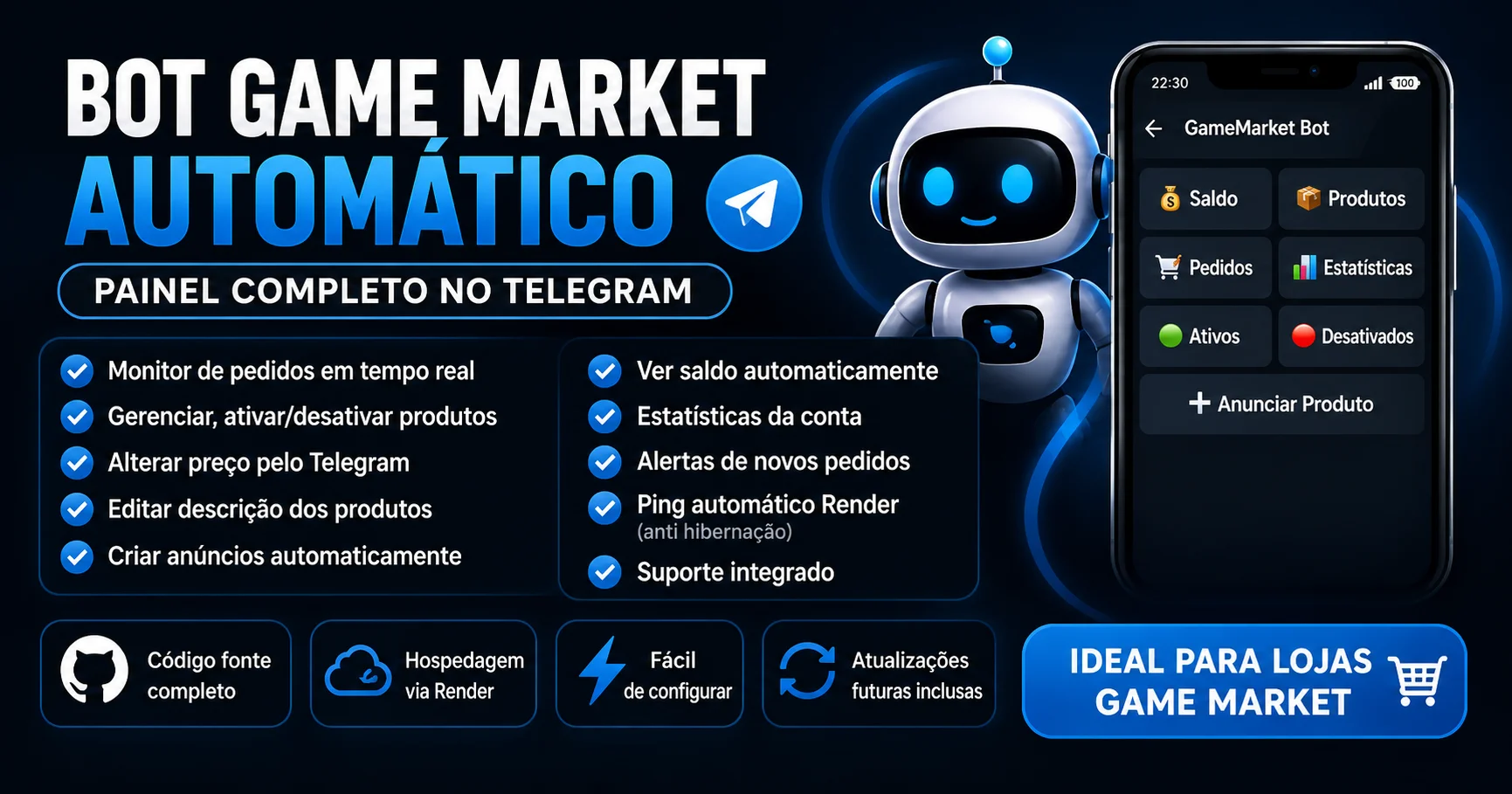 🤖 BOT GAME MARKET AUTOMÁTICO | TELEGRAM PAINEL | programacao - GameMarket