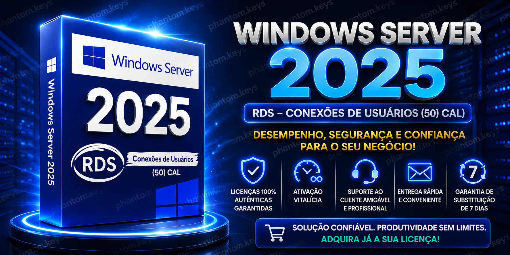 Windows Server 2025 RDS – 50 CALs de Usuário | licenças - GameMarket
