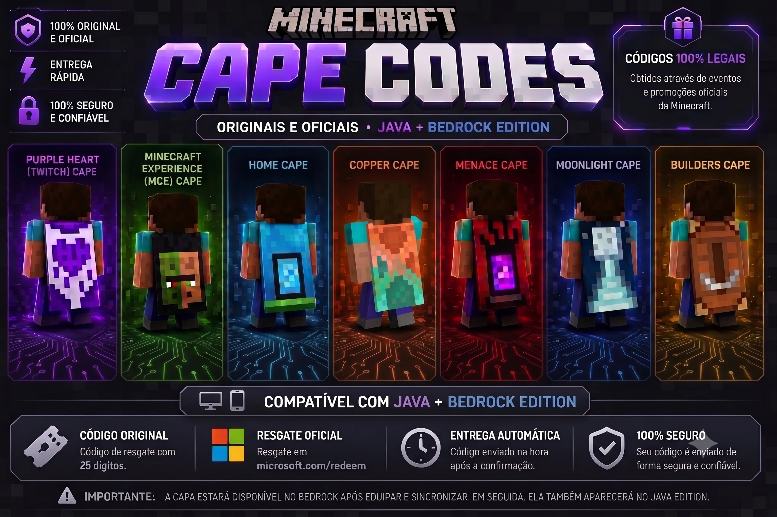 CÓDIGOS CAPA MINECRAFT | Minecraft - GameMarket